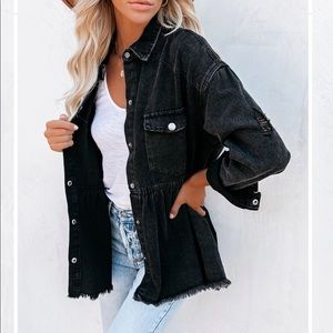 Vici best distressed denim button down shirt